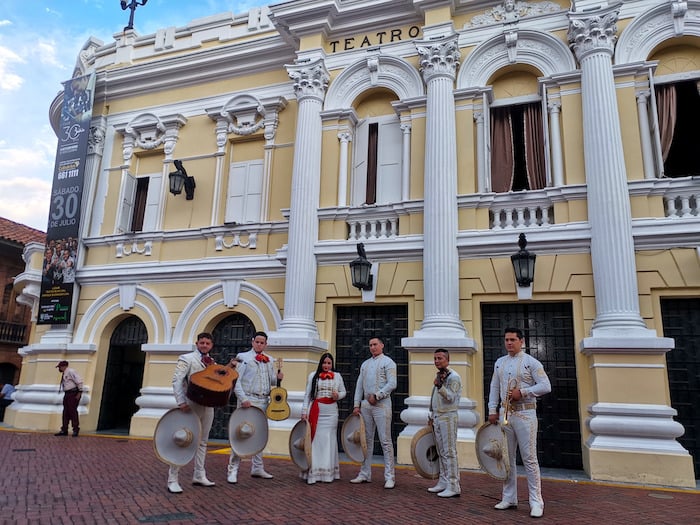 A Mariachi band outside the national theatre in Cali, Colombia